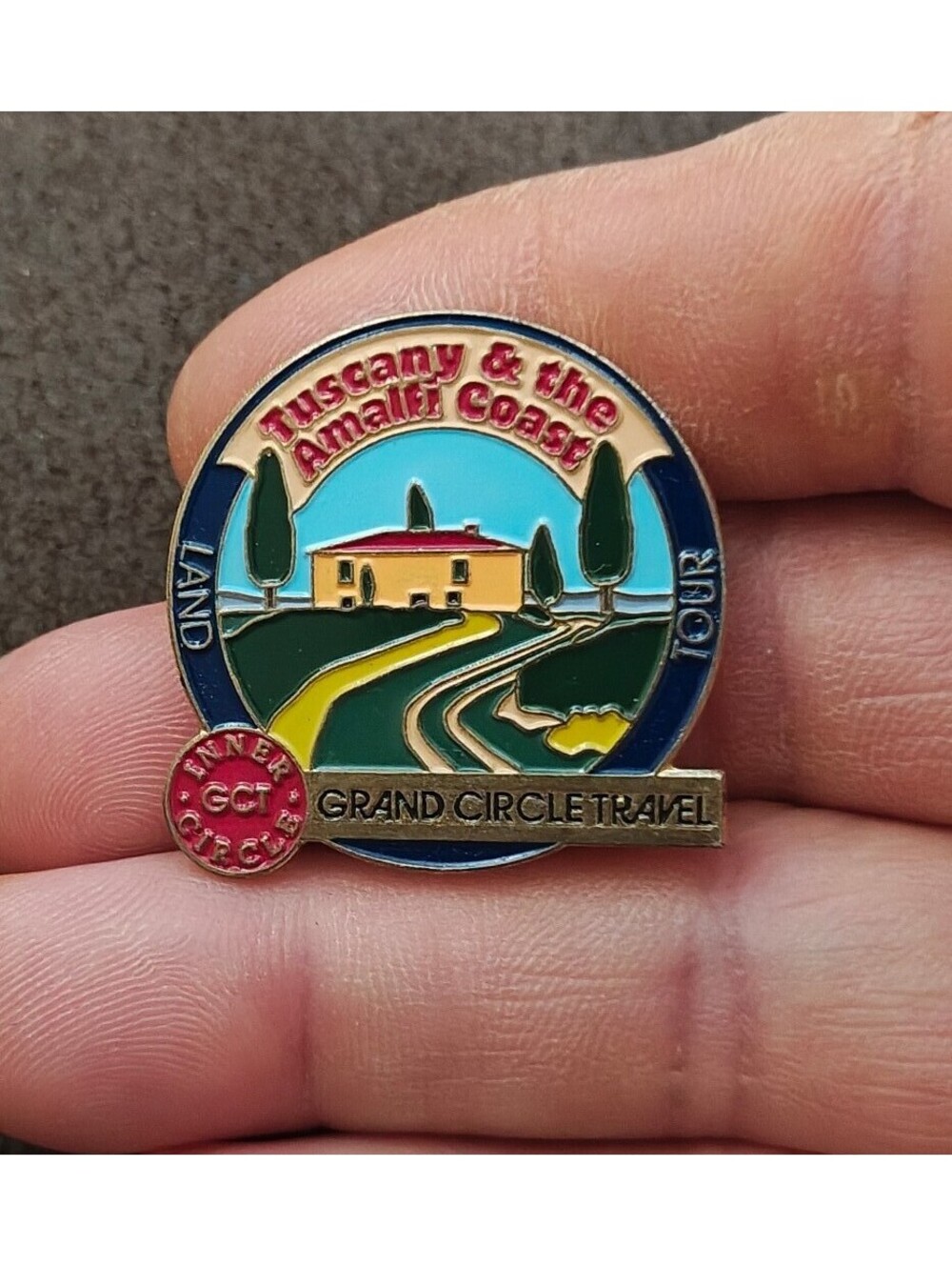 Grand Circle Travel Inner Circle Gold Tone Enamel Pin